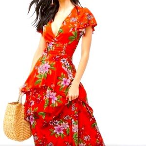 Lulumari Floral Deep Plunge Maxi Dress